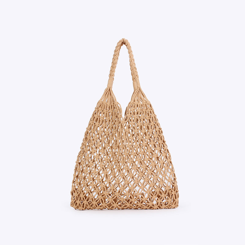Crochet Shoulder Bag Cotton Rope Beach Tote N6F121