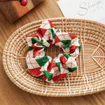 Load image into Gallery viewer, Christmas Polka Dot Plaid Bunny Ear Scrunchie N6K005