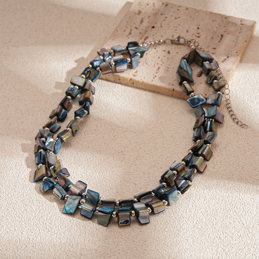 Irregular Shell Beaded Choker Necklace Vacation Women N6H098