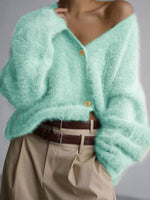 Load image into Gallery viewer, V Neck Button Cardigan Mid Heavy Khaki N5A167