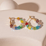 Load image into Gallery viewer, Glass Circular Hoops Silver-Posted Hand Faceted S5P157