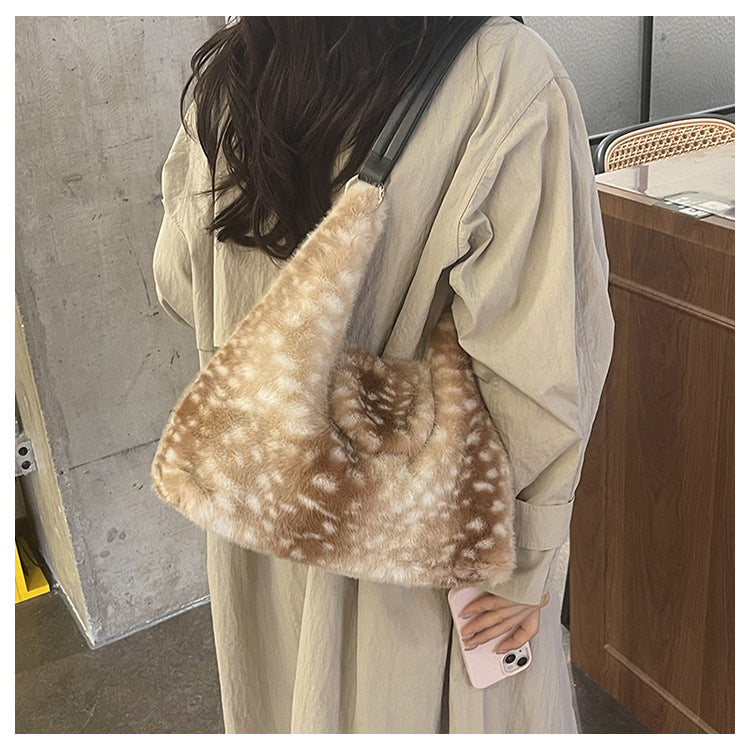 Women's Plush Large Tote Shoulder Bag N6J178