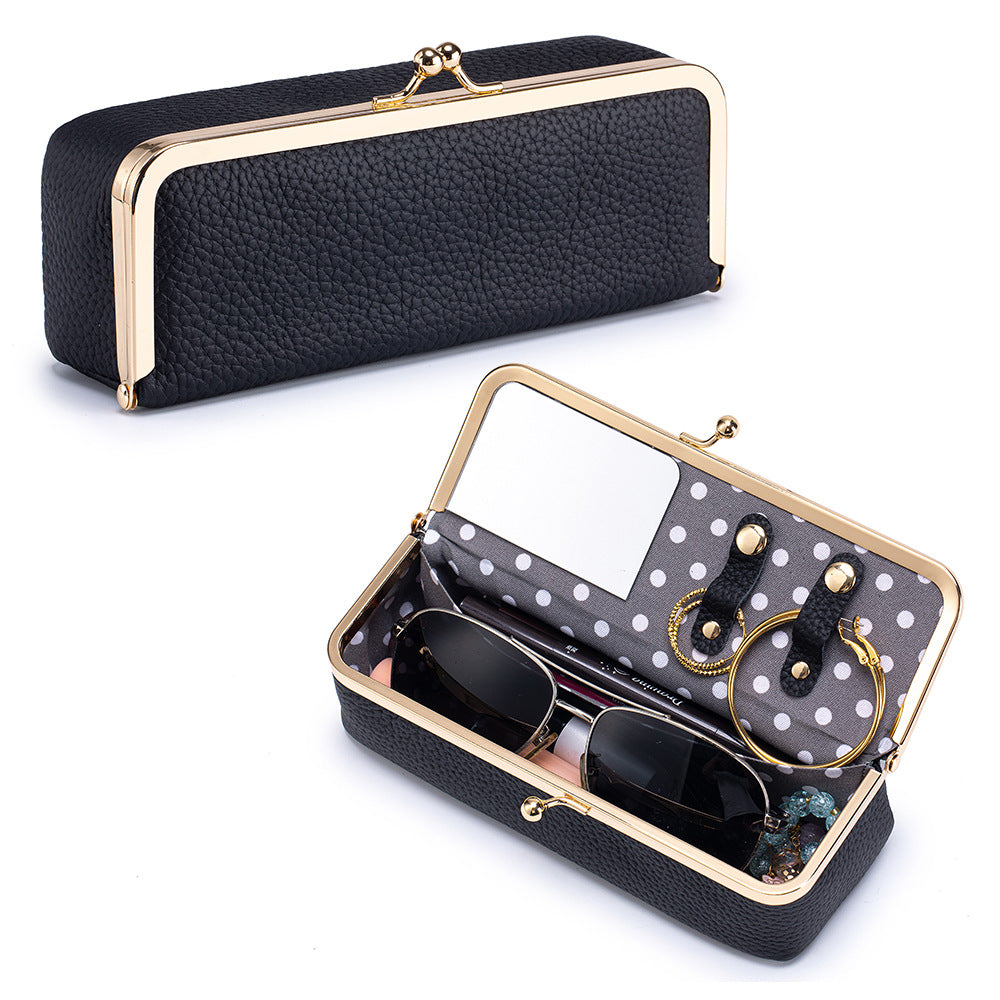 Genuine Leather Sunglasses Case Cosmetic Jewelry N6G098