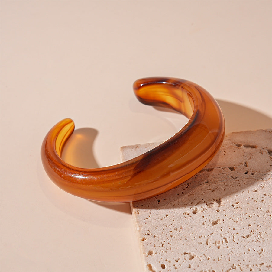 Vintage Marbled Acrylic Bangle Open Geometric S5P052