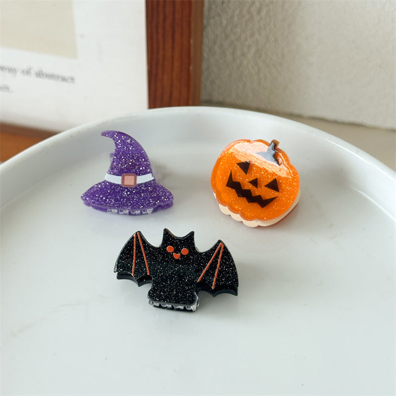 Halloween Pumpkin Bat Ghost Cat Acrylic Claw Clip N6H201