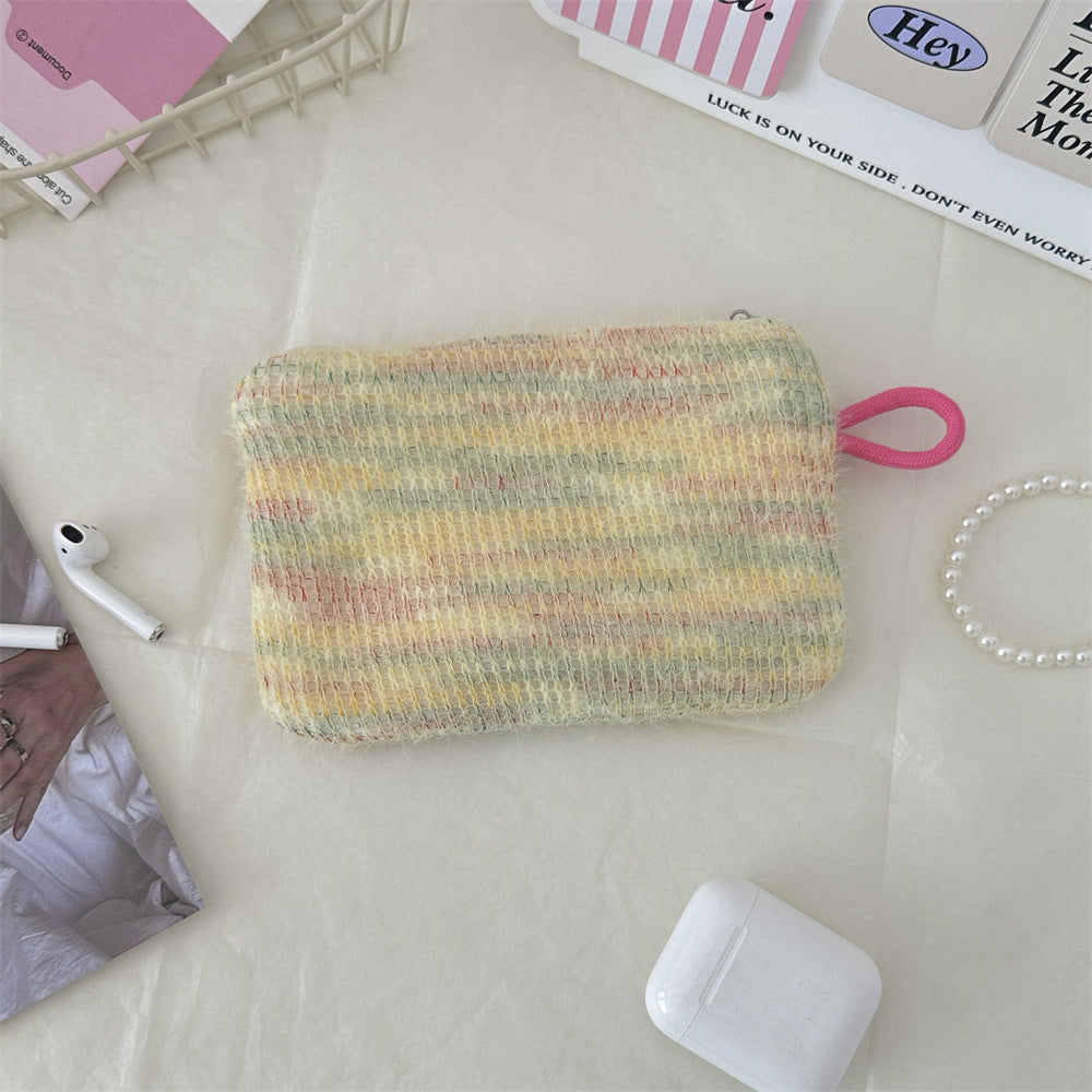 Plush Heart Coin Purse Makeup Bag Key Wallet S5P869