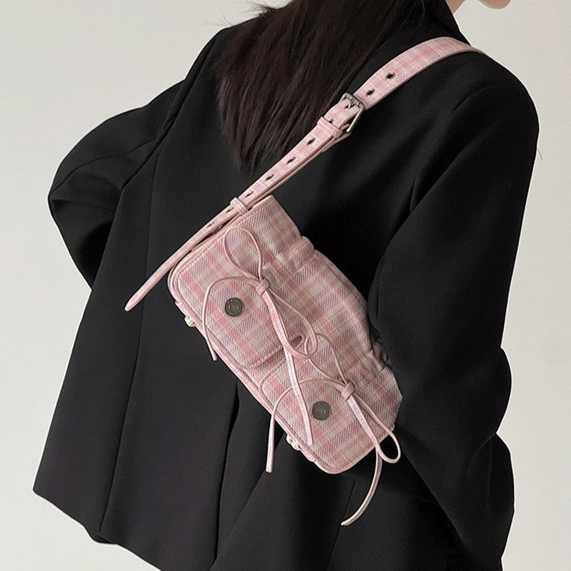 Ballet Bow Pleated Shoulder Bag PU Polyester  S5P343