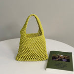 Load image into Gallery viewer, Crochet Cotton Rope Wristlet Beach Bag Inner Pocket N6E123
