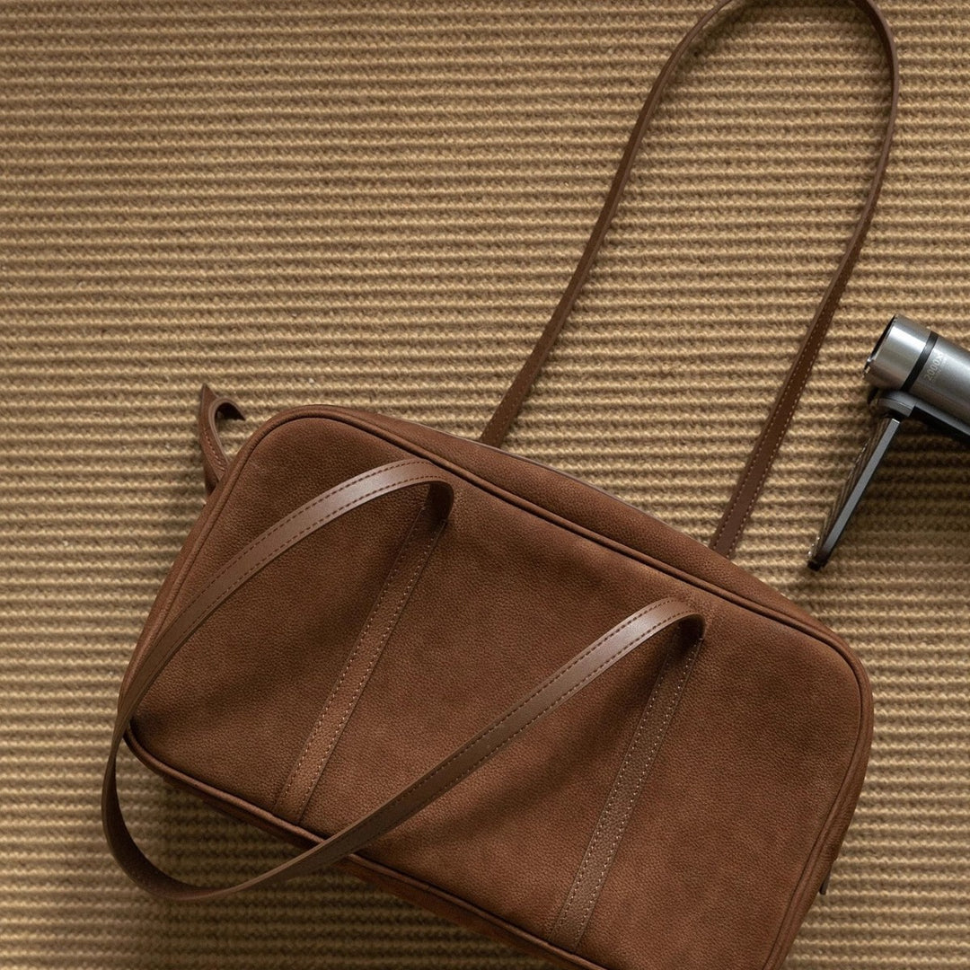 Matte Pebbled Grain Bowling Bag PU Mocha Brown   S5P277