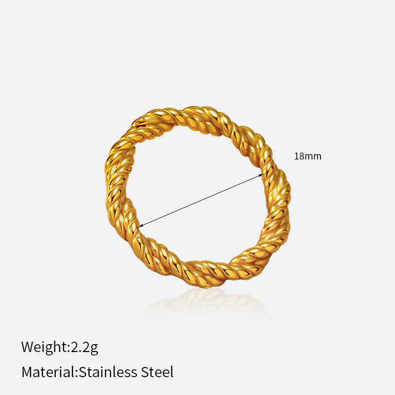 Geometric Punk Ring 18K Steel Minimalist Bold Edge S5P013