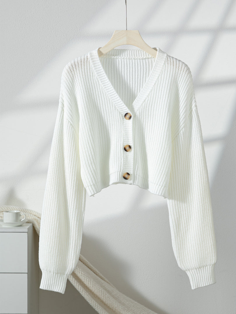 Solid Acrylic Knit Short Cardigan Women N6G261