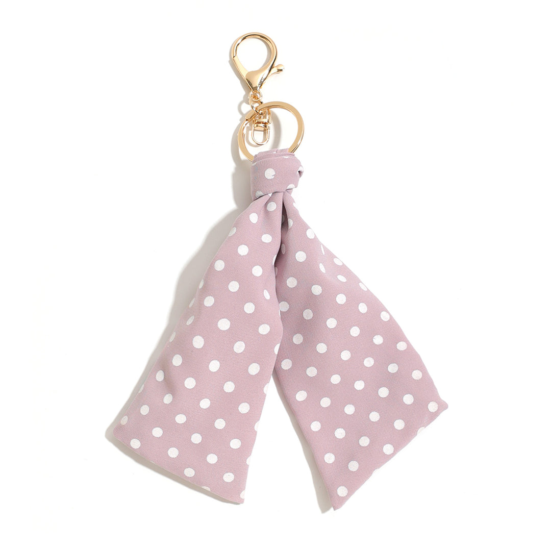 Polka Dot Fabric Bag Charm Keychain Accessory N6G114