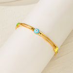 Load image into Gallery viewer, Eye Drip Enamel Cuff Steel Geometric Links Vibrant S5P130