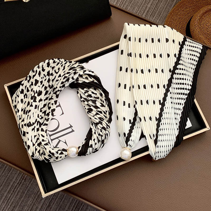 Magnetic Pearl Long Scarf Neck Warmer Women N6H112