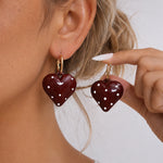 Load image into Gallery viewer, Womens Polka Dot Heart Hoop Earrings N6K158