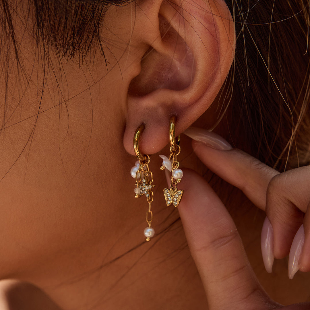 Simulated Pearl Studs Steel Mirror-Polished S5P149