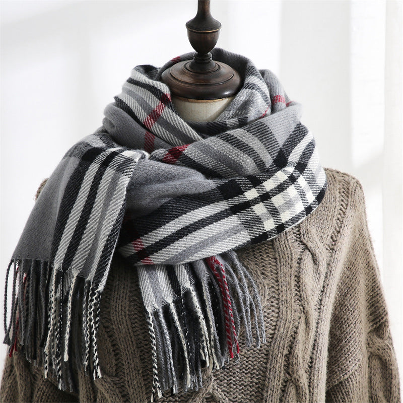 Plaid Pattern Faux Cashmere Wrap  M5A226