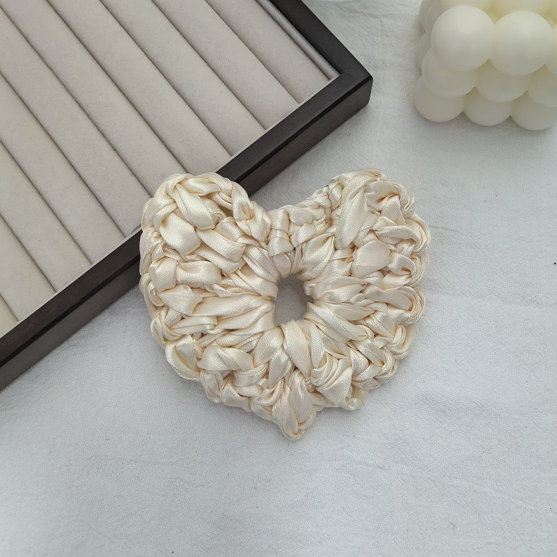 Satin Heart Silhouette Ponytail Hair Tie  S5P434