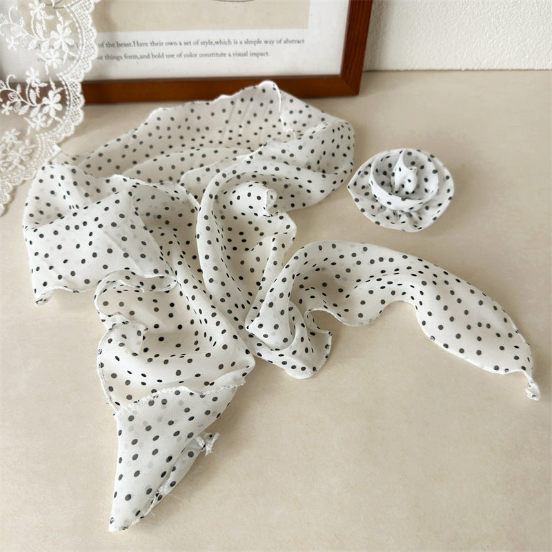Rose Dot Chiffon Scarf Belt Neck Wrap N6D005