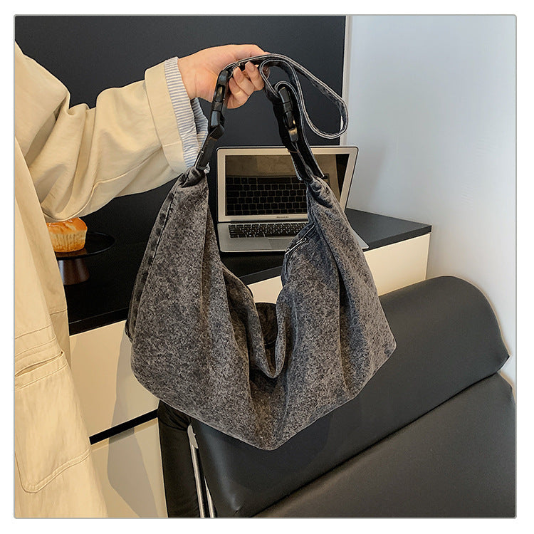 Women's Washed Denim Crossbody Shoulder Bag N6J196
