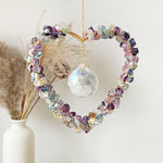 Load image into Gallery viewer, Natural Crushed Crystal Heart Sun Catcher Decor N6F291