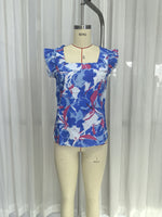 Load image into Gallery viewer, Floral Square Neck Ruffle Cap Sleeve Top Women N6F244