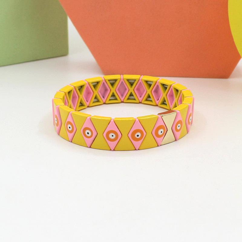 Evil Eye Rhombus Cuff Steel Stove-Enameled Elastic S5P152