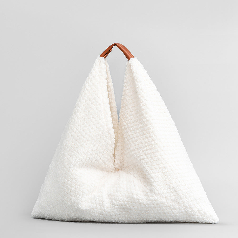 Furry Triangle Dumpling Bag Women Underarm Shoulder S5P654