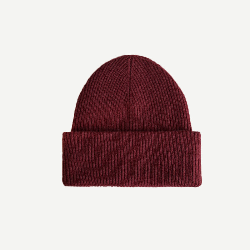 Double Layer Oversized Pure Wool Knit Beanie Women N6H211