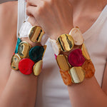 Load image into Gallery viewer, Acrylic Round Segment Elastic Bangle Statement Women N6H081