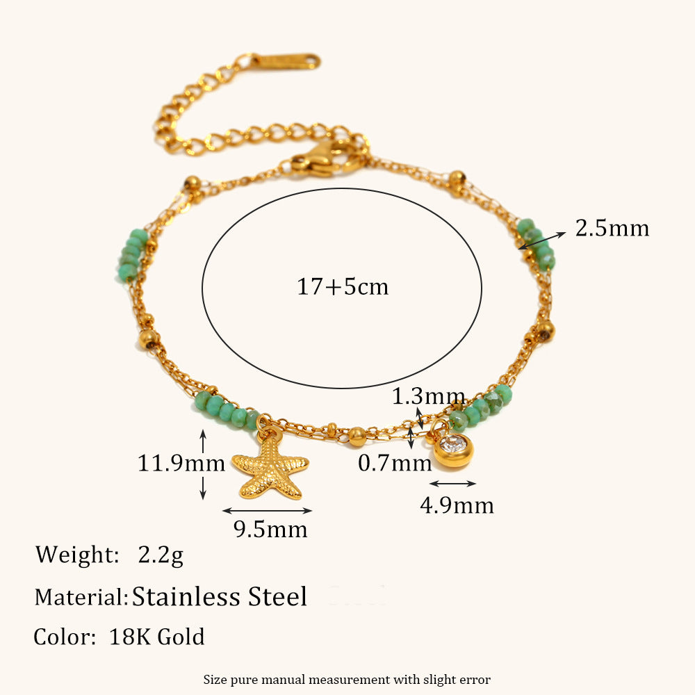 Starfish Bead Chain Steel 18K Plated Vintage S5P116