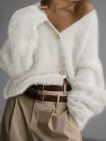 Load image into Gallery viewer, V Neck Button Cardigan Mid Heavy Khaki N5A167