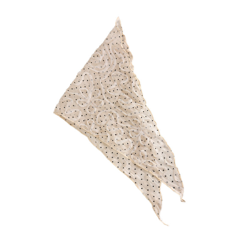 Sheer Polka Dot Mesh Triangle Scarf Romantic Women N6H108