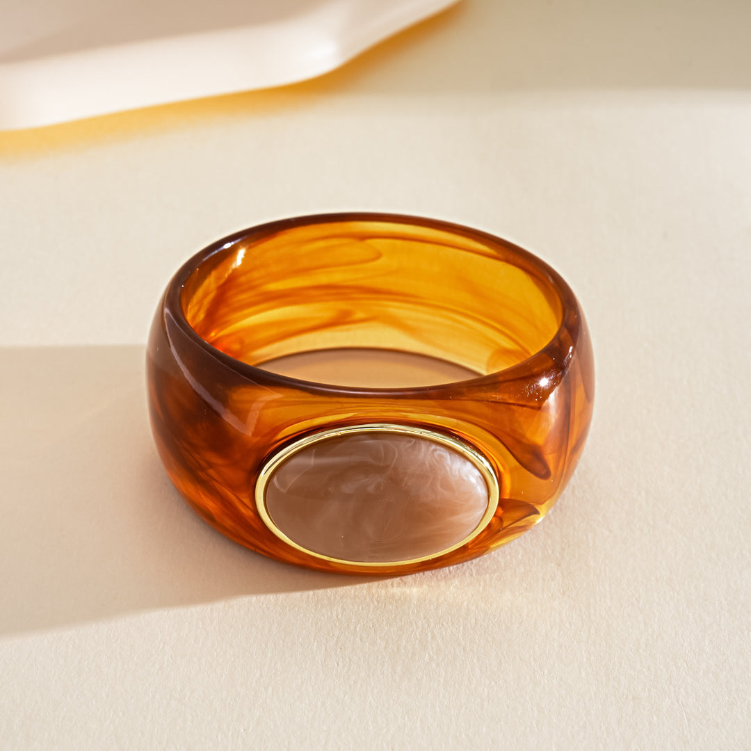 Vintage Acrylic Oval Ombré Bangle Minimalist Women N6H087