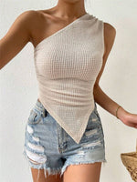 Load image into Gallery viewer, Single Shoulder Asymmetrical Knit Tank Top Women N6C318