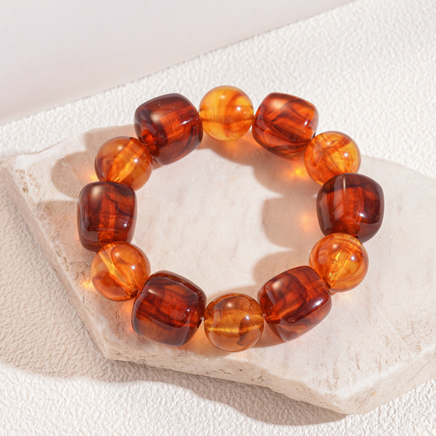Acrylic Beaded Bracelet Irregular Square Round N6F077