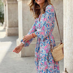 Load image into Gallery viewer, Bohemian Maxi Dress V Neck Long Sleeve N5Z124
