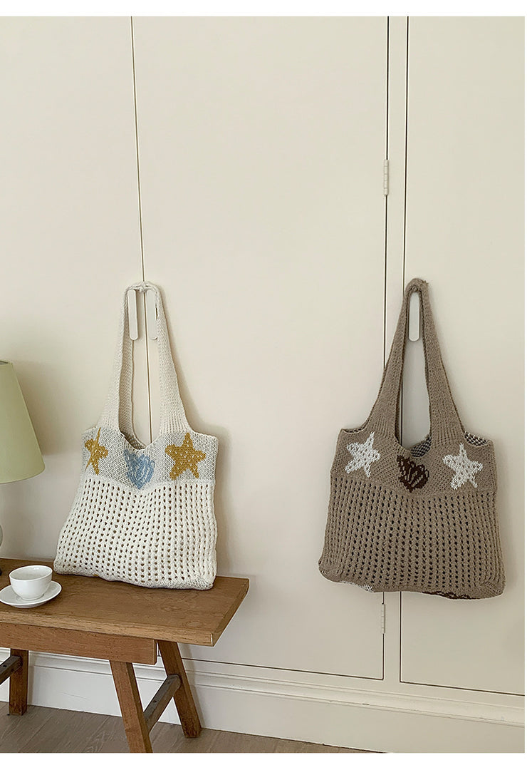 Starfish Shell Knit Tote Beach Bag Large Capacity N6C053