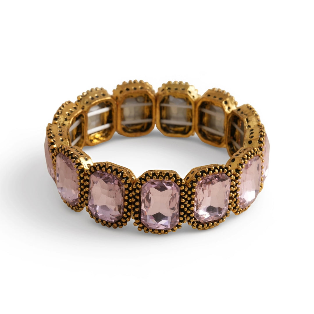 Womens Rhinestone Square Alloy Stretch Bracelet N6K135
