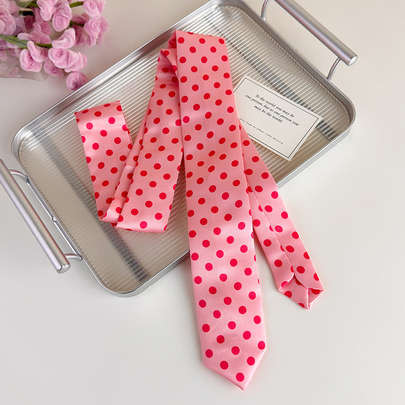 Vintage Polka Dot Embroidered Scarf Belt Necktie N6G231