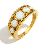 Load image into Gallery viewer, Opal French Ring Steel 18K Gold Vintage Luxury S5P021