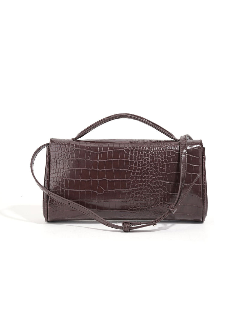 Brown Crocodile Grain Baguette Bag Women N6C033