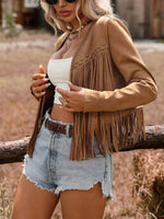 Load image into Gallery viewer, Suede Fringe Vest with Rivet Women N6C129