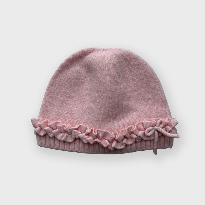 Pleated Blend Beanie Bow Accent  M5A088