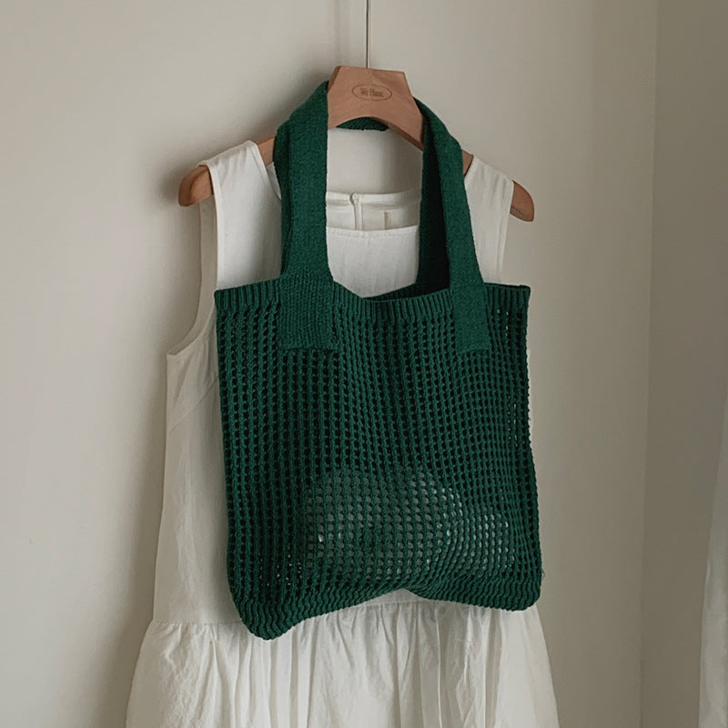 Mesh Crochet Tote Bag Vintage Women N6C060