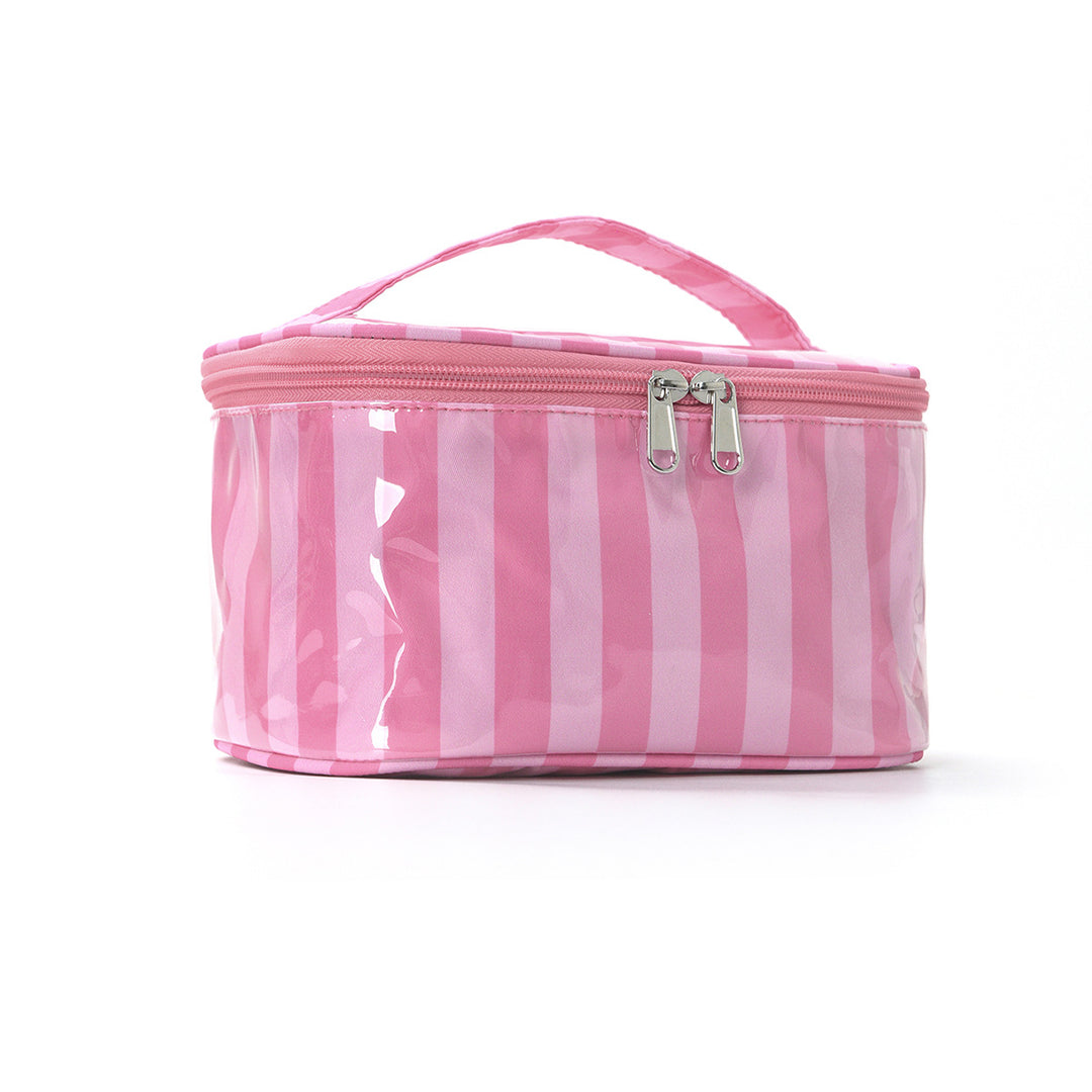 Women's Waterproof Color Block Striped PVC Cosmetic Bag N6J242
