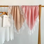 Load image into Gallery viewer, Satin Sun Protection Lace Trim Square Scarf Women N6H120