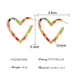 Load image into Gallery viewer, Hearts Ear Climber Drip Enamel Cool-Tone Titanium S5P060