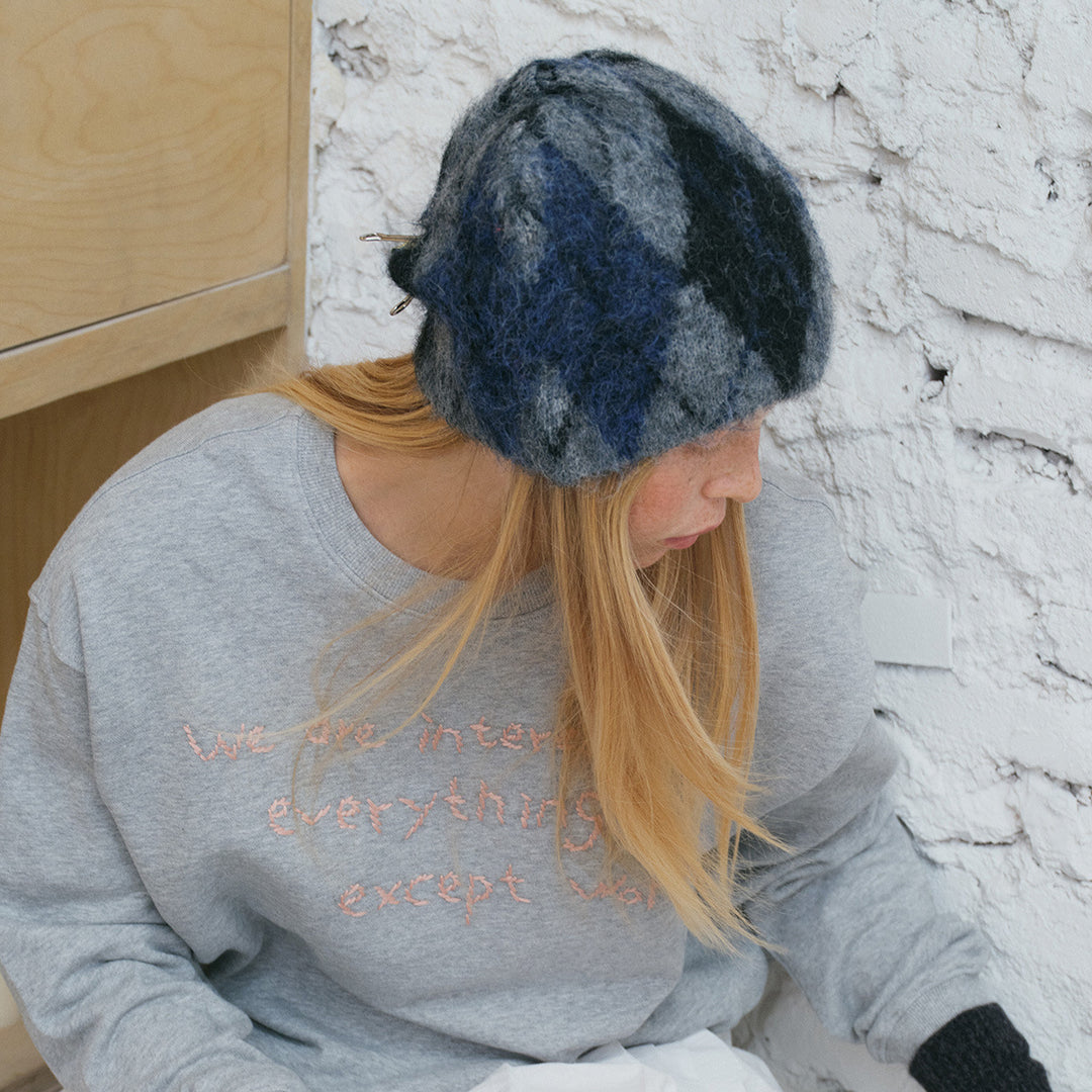 Diamond Pattern Alpaca Wool Blend Knit Beanie Unisex N6H209