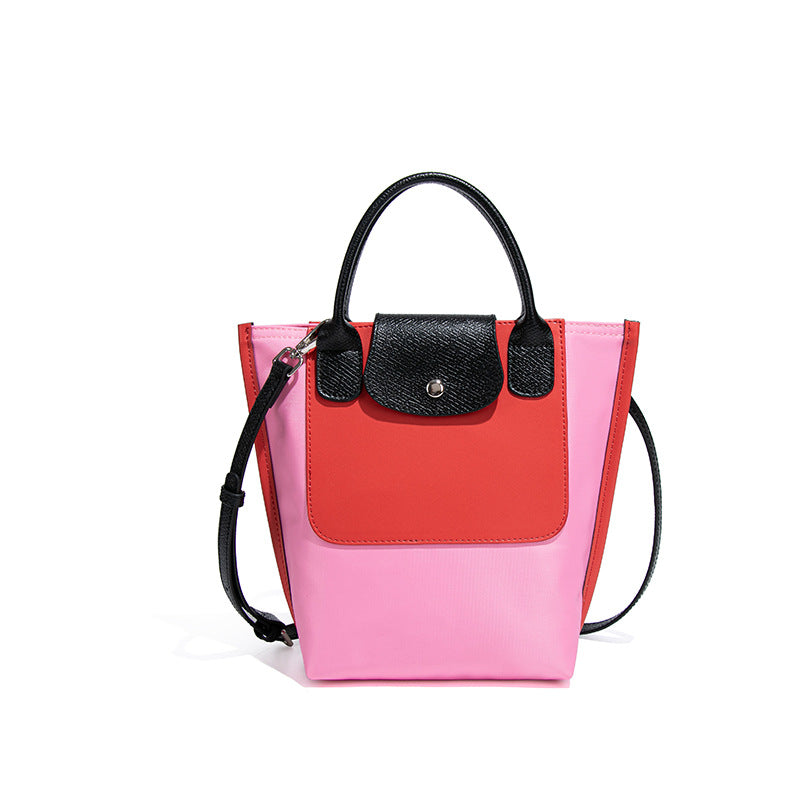 Nylon Colorblock Tote Bag Large Capacity Shoulder N6F159